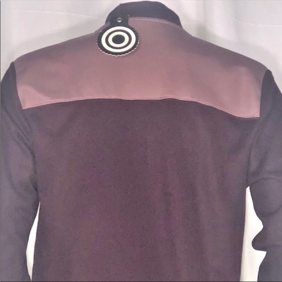 4 Funky Flavours Can’t Hold Back Taupe Purple & Orange Color Block Jacket SzL - Picture 13 of 16